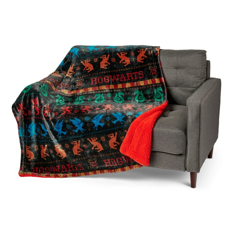 Harry Potter Winter Houses Silk Touch Throw Blanket with Sherpa