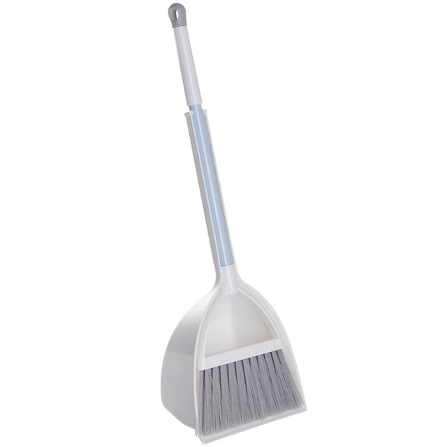 Mini escoba y recogedor, barrido de hogar y cocina para niños Juego combinado de limpieza de escritorio 1 pieza (blanco + gris)