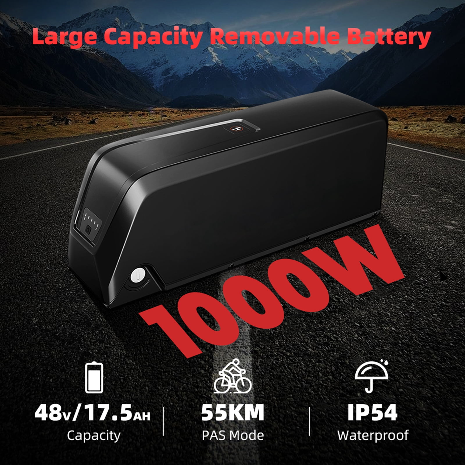 High performance 1000W off-road electric bike - 20-inch off-road tires, 50km range, front-wheel drive, hydraulic disc brakes, load capacity 330LB