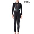thumbnail image 1 of Maillot de Bain 3MM Multicolore Col Rond et Imperméable à l'Eau une Seule Pièce à Manches Longues Snorkeling Ensemble Réglable Élastique Maillot de Bain Vêtements Maillots de Bain Noir L, 1 of 7