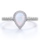 thumbnail image 1 of JeenMata Anillo de Compromiso Curvo Exclusivo con Ópalo en Forma de Pera y Moissanita de 1,75 Uds en Oro Blanco de 18 K sobre Plata, 1 of 6