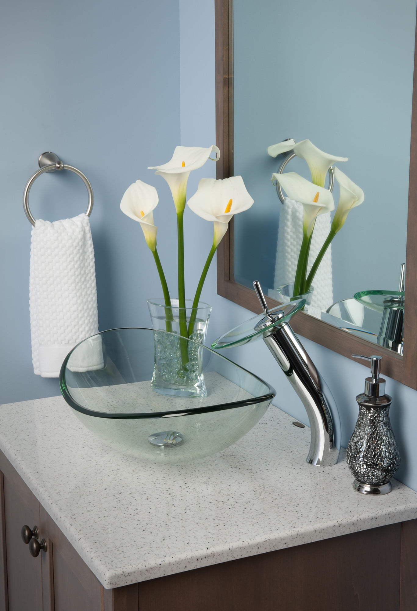 Miseno MNO-C423-BN Oval 21-1/2" Glass Vessel Bathroom Sink; Brushed Nickel Drain