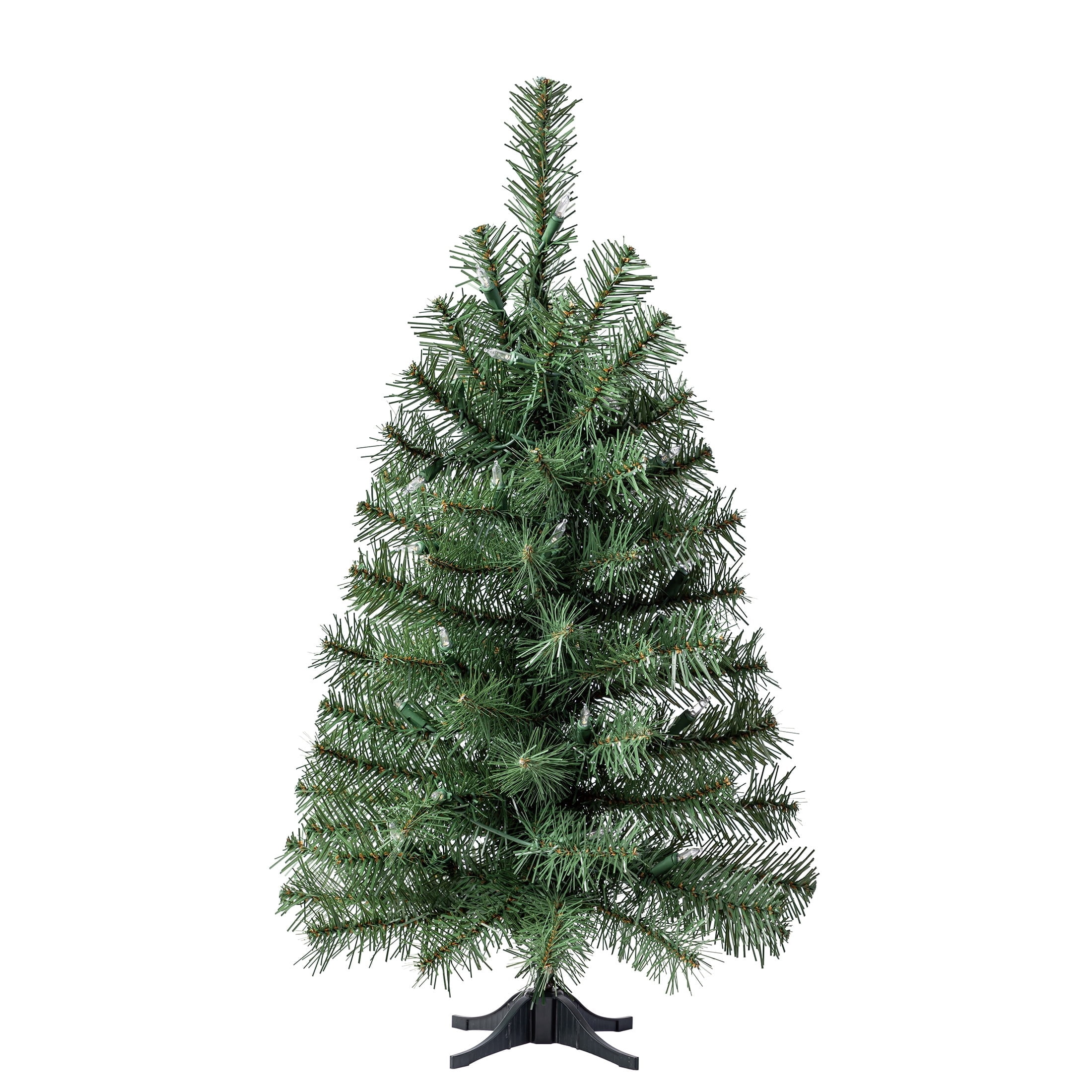 2' Small Pre-Lit Noble Spruce Green Artificial Christmas Tree with 35 Warm White LED Lights and Stand, by Holiday Time