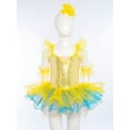 thumbnail image 3 of TSSOE Kids Girls Sequin Ballerina Skirted Leotard Swan Lake Ballet Dance Tutu Princess Dress with Hair Clip Cuffs Set Yellow 11-12, 3 of 6