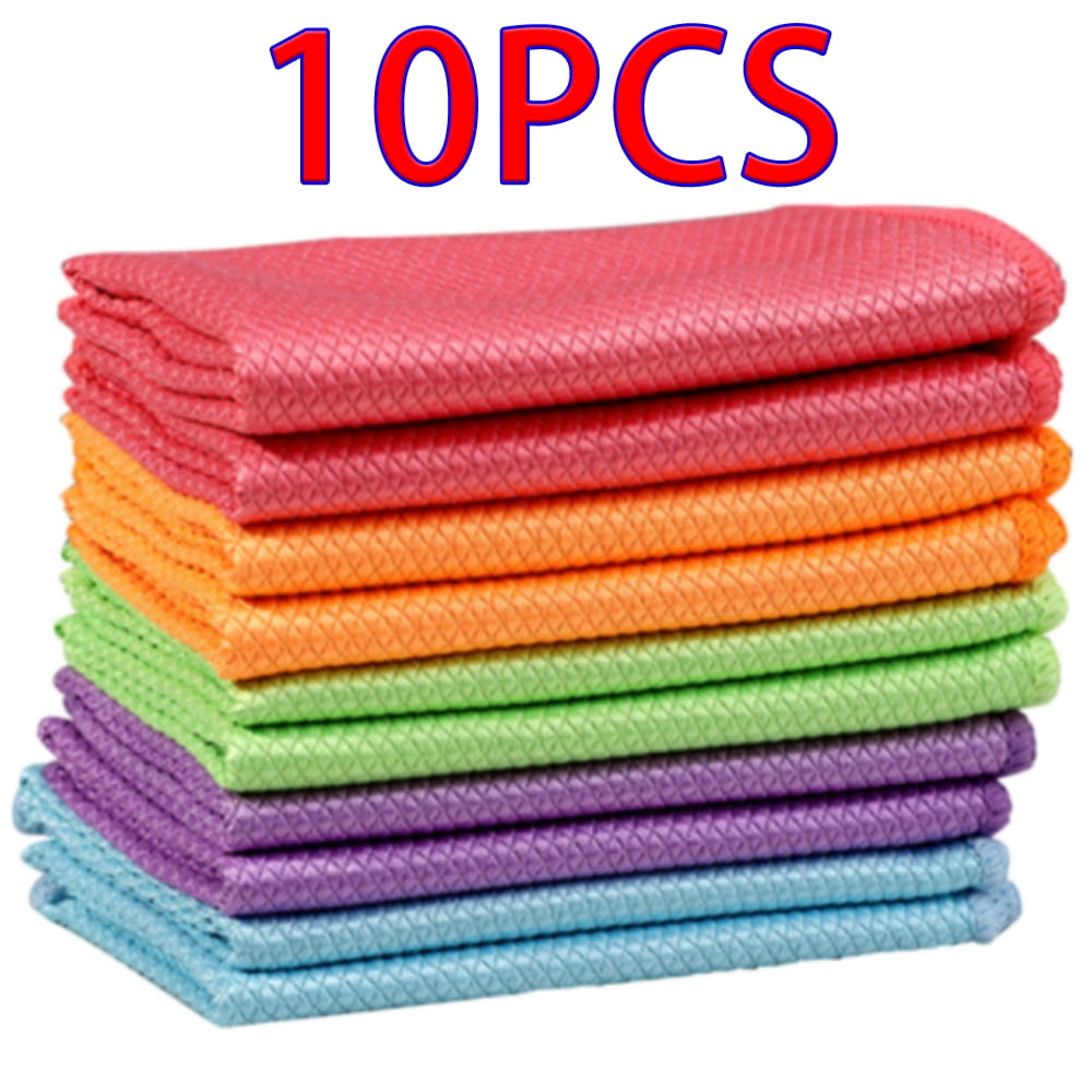 10pcs Pack Microfiber Cloths Towels For Mirrors Windows Surfaces Furniture Cars 
