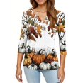 thumbnail image 5 of Trgacdwlo Womens Halloween 3/4 Sleeve Tops Funny Pumpkin Graphic Fall Henley Tops for Women Funny Ghost Graphic Pullover Shirts, 5 of 5