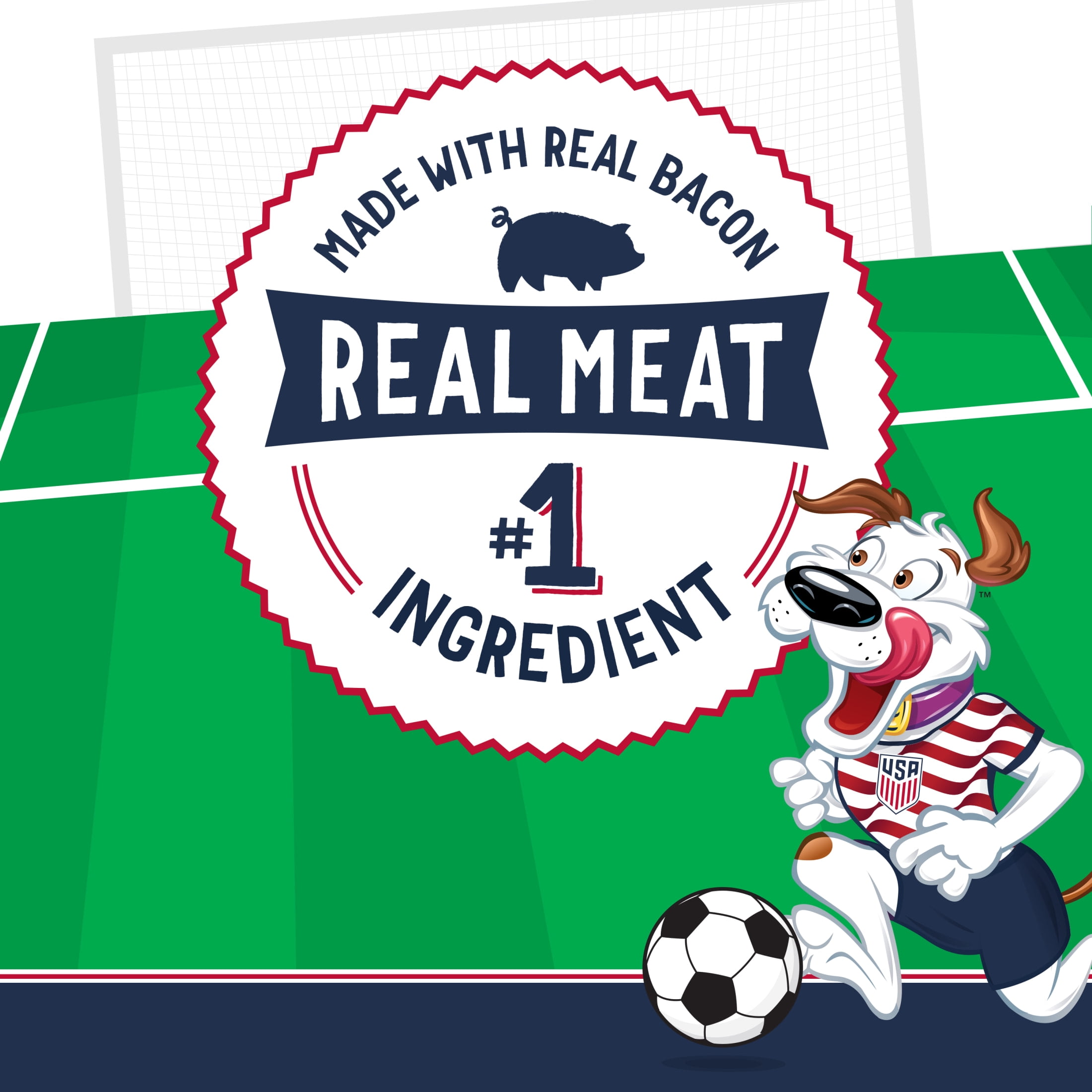 Beggin’ U.S. Soccer Crest-Shaped Dog Treats Made with Real Bacon, 6 oz