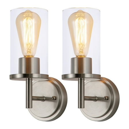 

C Cattleya 2-Pack 1-Light Satin Nickel Indoor Wall Sconce With Clear Glass