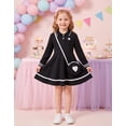thumbnail image 2 of Aideaone Toddler Girls Long Sleeve Polo Dress with Matching Heart Crossbody Bag 2T-7T, 2 of 7