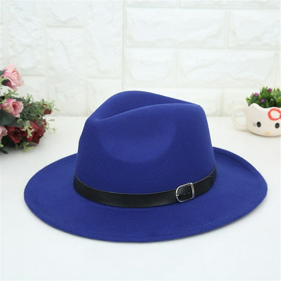 pxiakgy hats for women women's crushable wool felt outback hat panama hat wide brim with belt blue one size