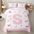 thumbnail image 2 of Manfei Girls Personalized Initial S Quilt King,Teens Cartoon Ribbon Bow King Coverlet Set, 2 of 7