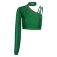 thumbnail image 3 of iiniim Women Shiny Rhinestone Dance Top Ballet Dance Adult Contemporary Shiny Crop Tops Green M, 3 of 5
