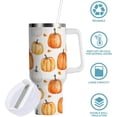 thumbnail image 4 of 30 oz Tumbler with Lid and Straw Fall Pumpkin Leaf Water Bottle Insulated Cup with Handle, Stainless Steel Water Cup Fits in Car Cup Holder, 4 of 6