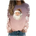 thumbnail image 2 of KkSLirnhs Womens Tops under $10 Women's Casual Winter Hoodless Long Sleeve Round-Neck Loose Printed Sweatshirts L Purple, 2 of 5