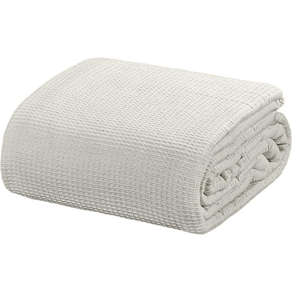 All Season Waffle Premium Thermal Blanket King Size 108"x90" Durable Soft Cozy Breathable Weave Design 100% Cotton, Glacier Grey