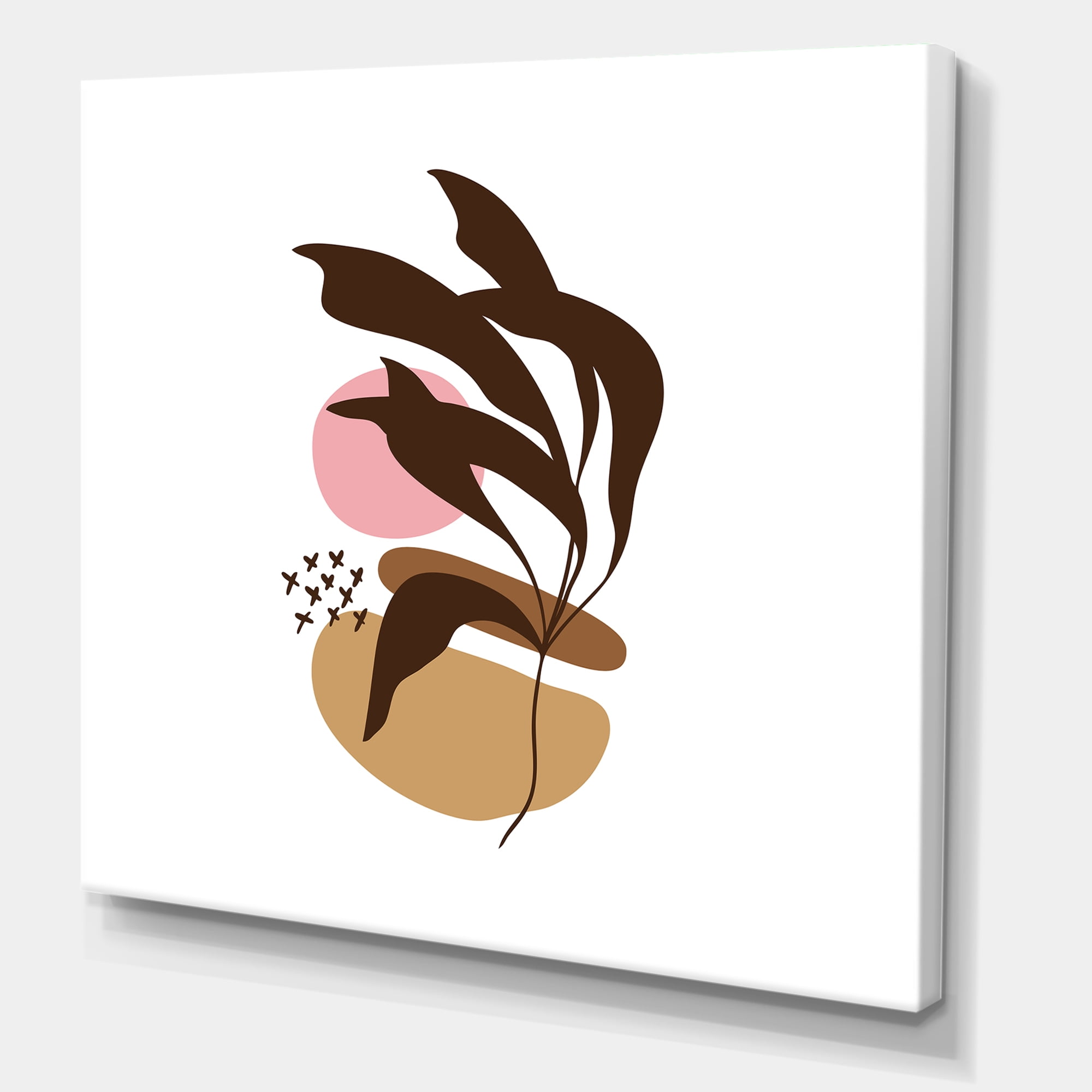 Designart ' Abstract Plants With Elementary Shapes ' Modern Canvas Wall Art Print