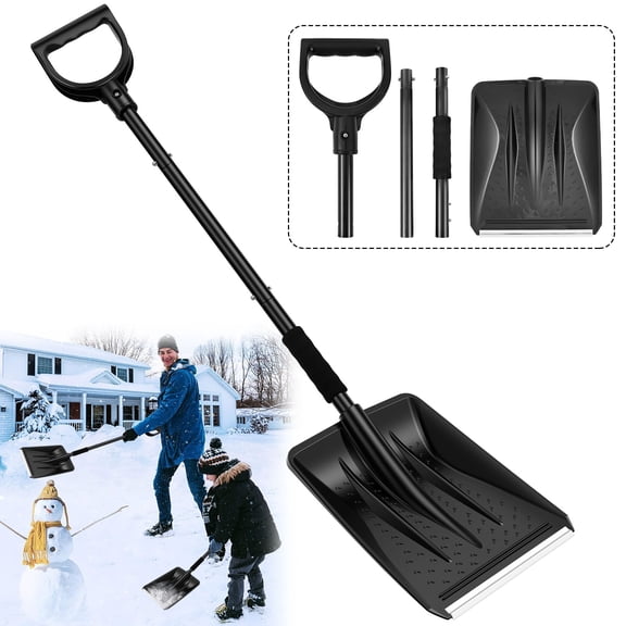 Snow Shovel Large Capacity Portable Emergency Snow Shovel with Stainless Steel Handle for Home Garden Camping