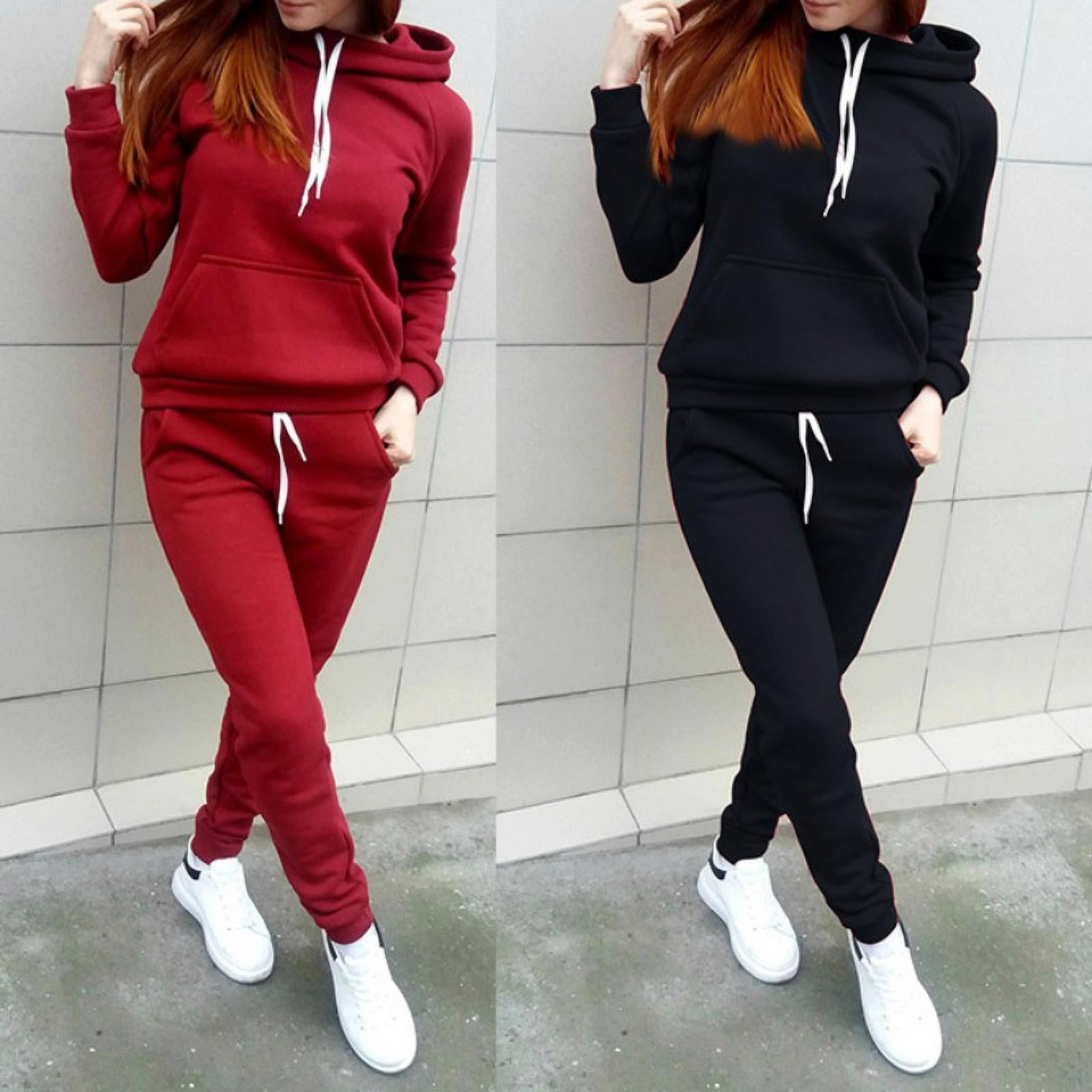 Women's Sweatsuit Set Long Sleeve Hooded Sweatshirt and Sweatpants 2 Piece Tracksuits Outfits with Pocket S-3XL 