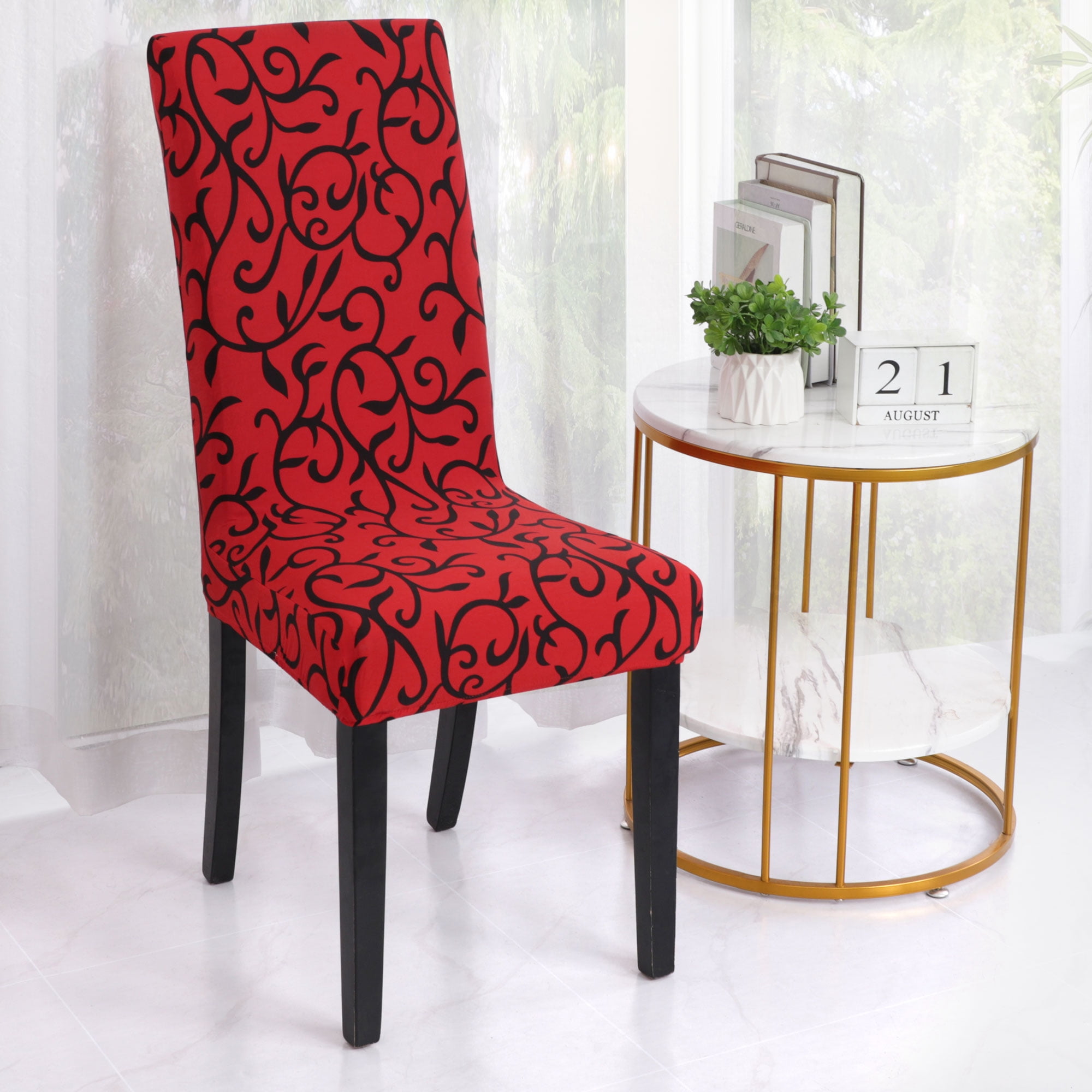 CLEARANCE-VELVET "STRETCH" DAMASK DINING CHAIR COVER--BURGUNDY-COMES IN 4 COLORS 