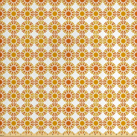 Floral Sofa Upholstery Fabric by the Yard, Digitally Illustrated Pattern with Monochrome Abstract Flowers, Decorative Fabric for DIY and Home Accents, Orange Burnt Orange by Ambesonne
