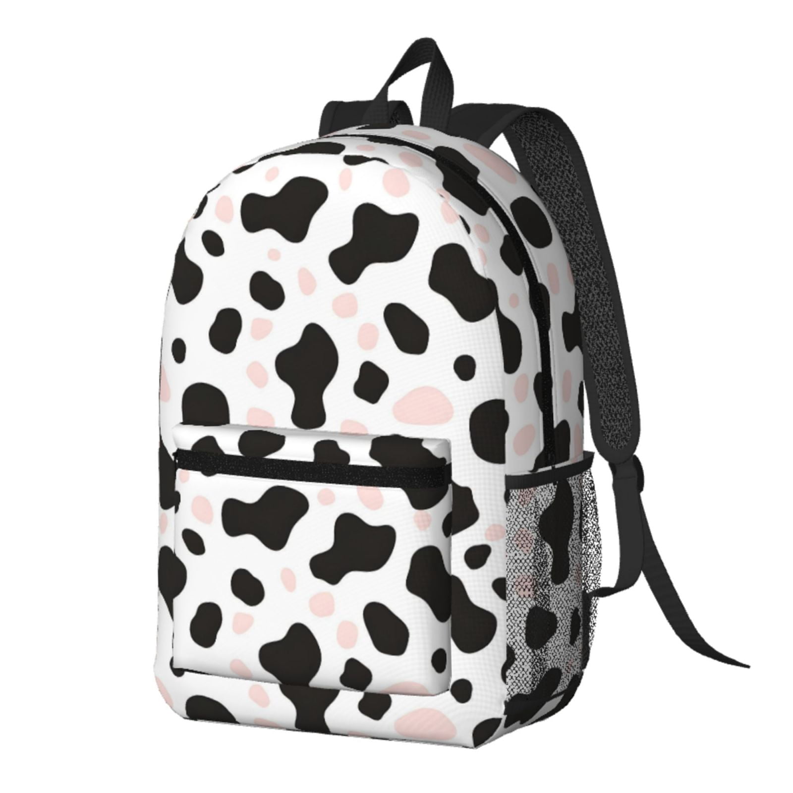 17in Backpack With Pocket Adjustable Shoulder Strap Large Capacity Zipper Opening And Closing Double Pull Head Zipper For Work Travel Sports Simple Cow-Print Pattern1_3