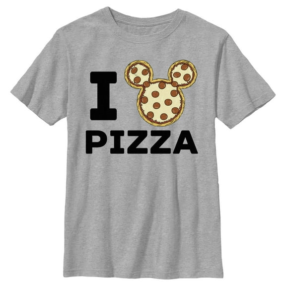 Boy's Mickey & Friends Mickey Mouse Pizza Graphic Tee Athletic Heather Large