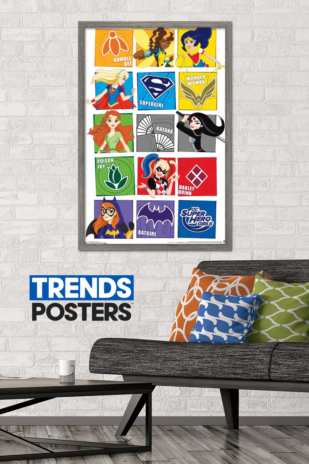 DC Comics TV - DC Superhero Girls - Grid Wall Poster, 22.375" x 34", Framed