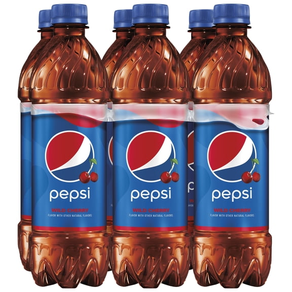 Pepsi Cola Wild Cherry Soda Pop, 16.9 fl oz, 6 Pack Bottles
