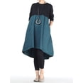 thumbnail image 2 of Lavnis Women's Long Sleeve Dress Smocked Empire Waist A-Line Casual Flowy Tunic Shirt Dresses With Pockets Blue L, 2 of 5