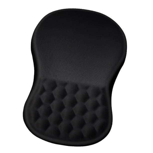 Alfombrilla de ratón con reposamuñecas de espuma viscoelástica, ligera, cómoda y antideslizante. Base de PU. Negro