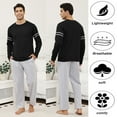 thumbnail image 5 of Men's Soft Cotton Pajama Set with Pockets - 2-Piece Breathable Long Sleeve Sleepwear & Loungewear, Drawstring Waist Comfort Fit,S, 5 of 11