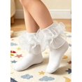 thumbnail image 2 of 1 Pair Girls Socks Children Ruffle Pleated Lace Princess Baby Socks, 2 of 4