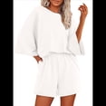 thumbnail image 1 of Conjuntos de Pijama para Mujer, Blusas Extragrandes de 3/4 y Pantalones Cortos con Cintura Elástica, Conjuntos de Estar por Casa. L, 1 of 10