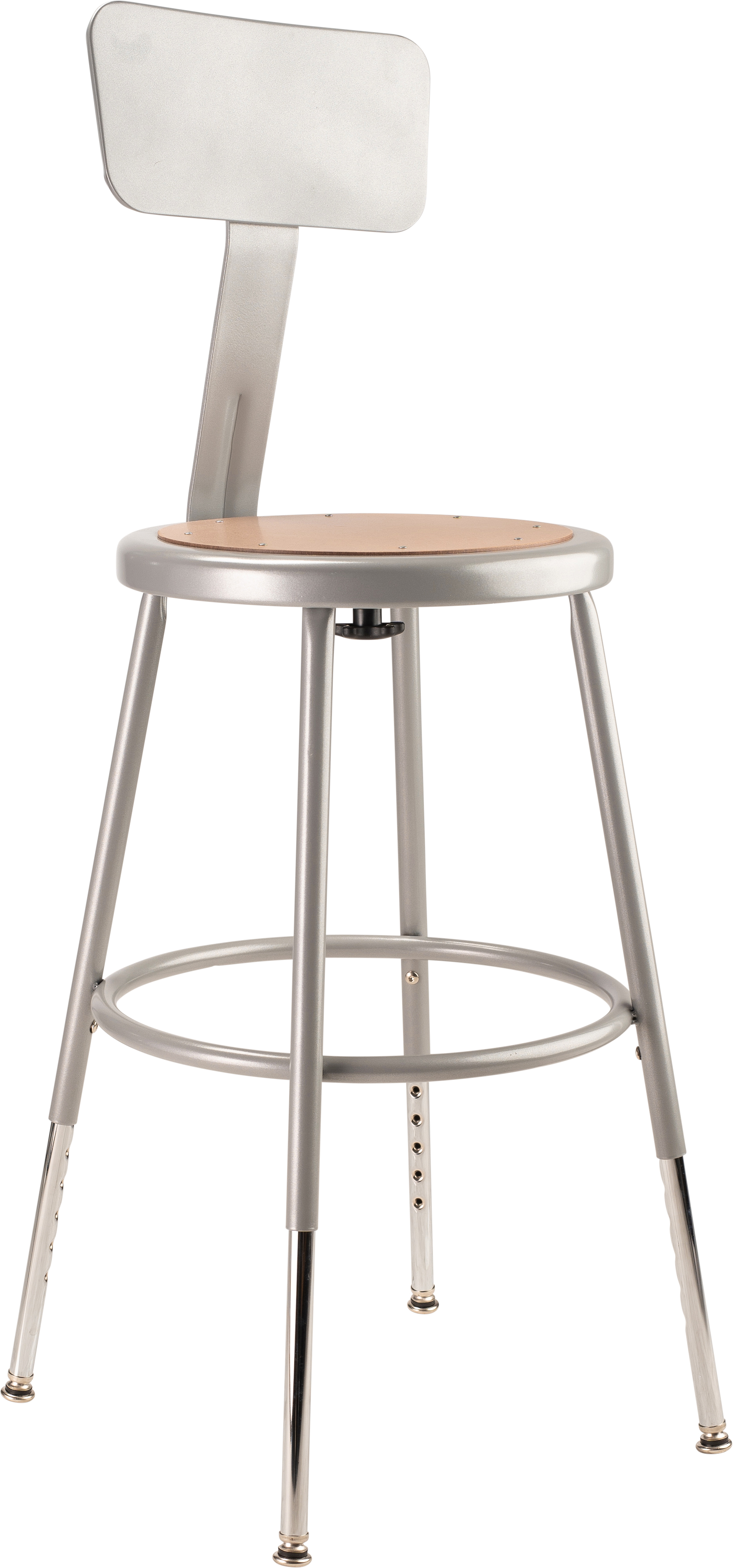 (Pack of 2) NPS 19 -27" Height Adjustable Heavy Duty Steel Stool With Backrest, Grey