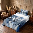 thumbnail image 3 of Manfei Abstract Geometric Block Twin Sheets, Abstract Artwork Bedding, Blue White Gray, Gray Reversible 3 Pieces1 Flat Sheet + 1 Fitted Sheet + 1 Pillowcase, 3 of 6