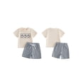 thumbnail image 2 of BemeyourBBs Toddler Baby Boy Football Outfit Baby Boys Summer Clothes 12 18 24 Months 2 3 4 5 Years Soccer Print Short Sleeve T-shirt and Plaid Shorts Set Baby Boy 2 Piece Summer Outfit, 2 of 9