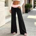thumbnail image 2 of Lmueinov Womens Color Block Yoga Pants with Pockets High Waisted Soft Flowy Trousers Full Length Loungewear Pants For Women Daily Workout, 2 of 6