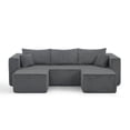 thumbnail image 5 of Modular Sofa, 3-Seat Sectional for Small Spaces, No Assembly Corduroy Couch, Reversible Chaise, Minimalist Living Room Furniture, Gray, 5 of 8