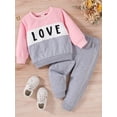 thumbnail image 2 of Bagilaanoe Toddler Baby Girl Long Pants Set Letter Print Long Sleeve Sweatshirt Pullover Tops + Sweatpants 12M 18M 24M 3T 4T 5T Kids Casual Sweatsuits, 2 of 9