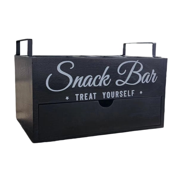 Snack Organizer con Cuatro Compartimentos para Organizar Bolsas de Condimentos Y Botanas Hecho de Madera Y Hierro Adecuado para Oficinas Cocin