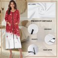 thumbnail image 6 of Yuyamidu Ladies Christmas Robes with Zipper Front Bathrobe Snowflake Long Sleeve Pajama House Coat Red Skeepwear Loose Long Sleeves Crewneck Pj Dress Size S, 6 of 7
