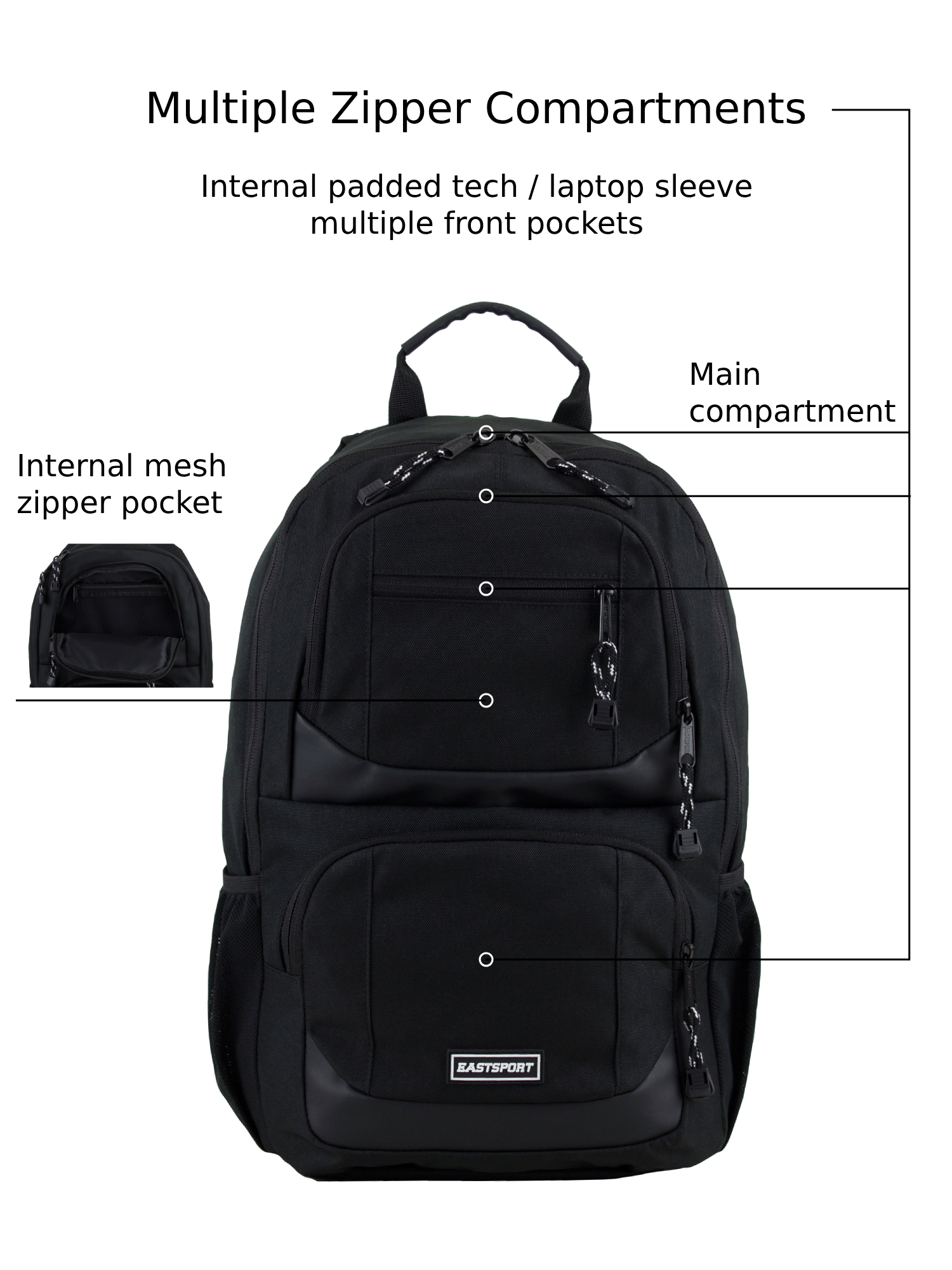 Eastsport Commuter Tech Backpack, Black photo 2