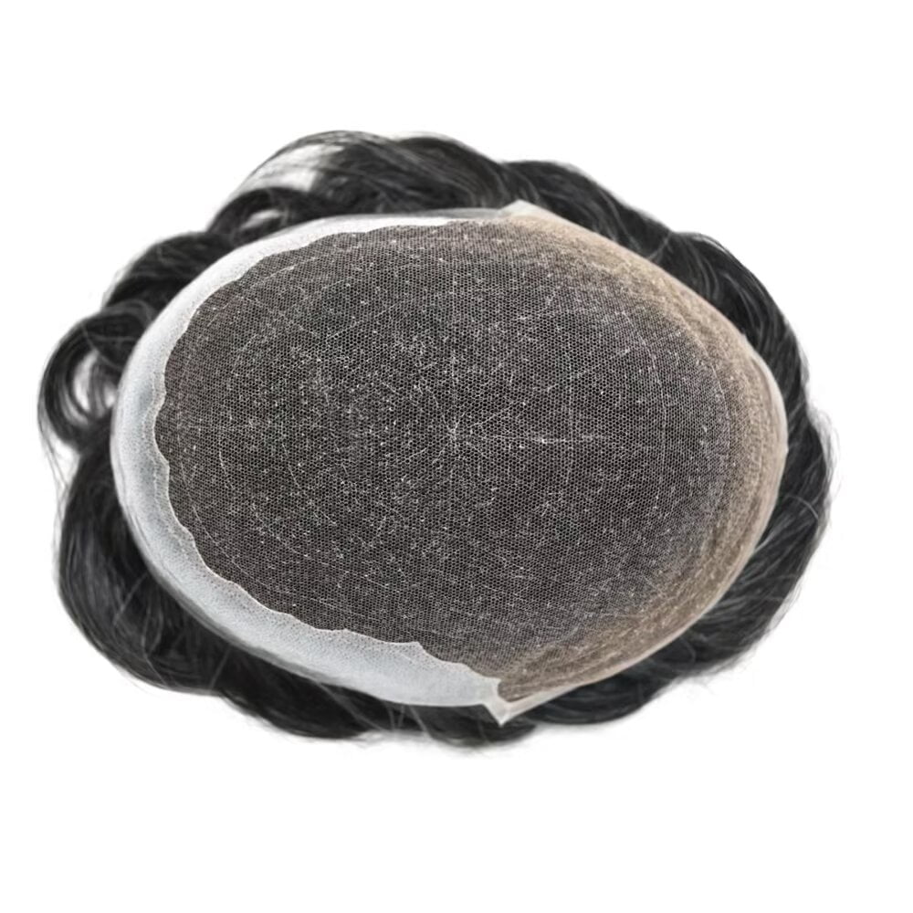 Mens Toupee Hairpieces Lace Front Human Hair Replacement System Skin PU Men's Wig Units 6X9 #1B20