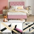 thumbnail image 2 of 4 Ever Winner Adjustable Twin Bed Frame, Pink Upholstered with Tufted Headboard forbedroom, 2 of 8