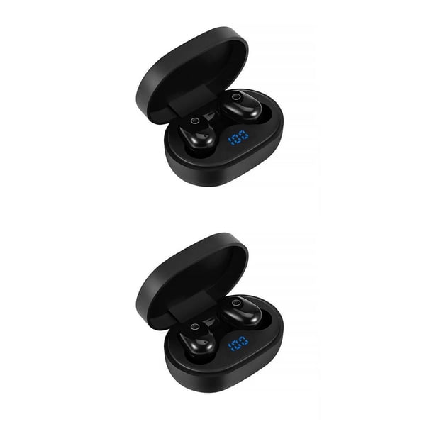 Tholdsy Auriculares con control táctil compatibles con Bluetooth Auriculares recargables IPX5 Pantalla de potencia a prueba de agua Negro 2piezas