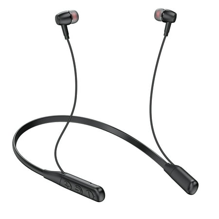 bluetooth headphones, 30h playtime wireless bluetooth earbuds w/mic in-ear magnetic neckband earphone, ipx7 sweatproof deep bass headset for home, traveling, outdoor, business trips,black