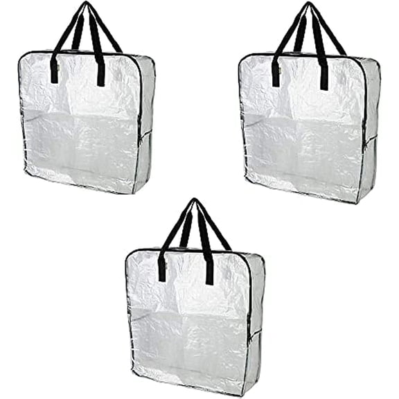 Jimin 3 pcs Extra Large Storage Bag, Clear Heavy Duty Bags, Moth and Moisture Protection Storage Bags