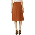 thumbnail image 4 of MODA NOVA Juniors Button Front Elastic High Waist Belted Knee Length Skirt Caramel XL, 4 of 7