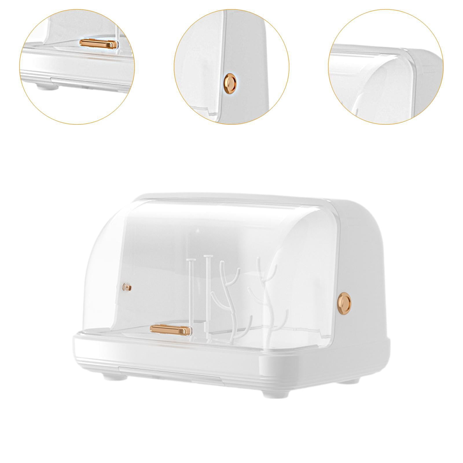Dualoai Cup Storage Holder with Cover Nursing Bottle Dry Rack Hollow Bottom Multipurpope White