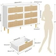 thumbnail image 2 of Rattan Dresser for Bedroom, 6 Drawer Dresser with Adjustable Foot, Wide Chest of Drawers with Metal Handles, Wooden Double Dresser, Modern Dresser for Closet, Living Room, Entryway, 2 of 8